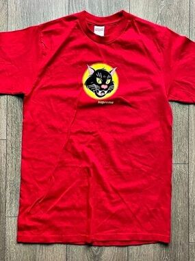 Supreme Black Cat Tee Graphic T-Shirt Red Small
